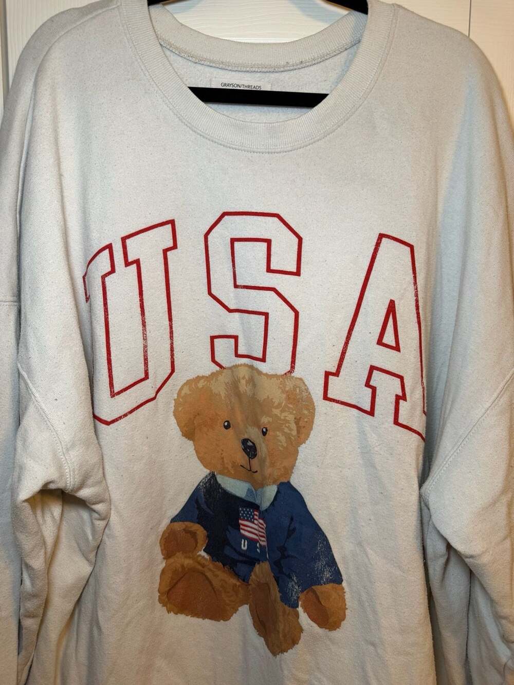 Grayson Threads USA Bear Graphic Sweatshirt White